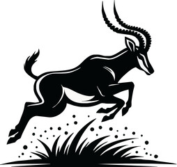 The leaping gazelle: a silhouette of a gazelle in mid-jump against a pristine backdrop, its elegant form and powerful movement expertly captured