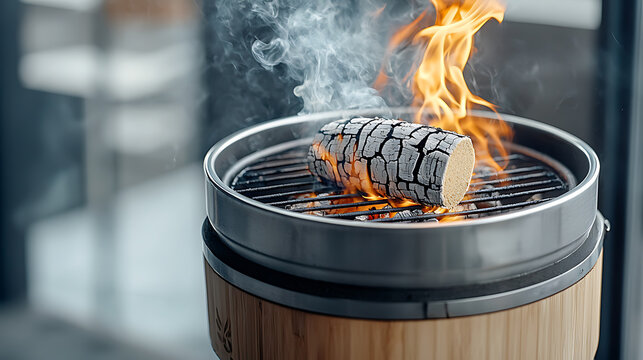 Grilling firewood preparation backyard food preparation outdoor close-up culinary techniques