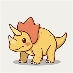 A cute lovely dinosaur cartoon illustration with happy face