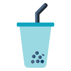 Blue Boba Tea Illustration on White Background