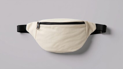 Pristine white fanny pack mockup on light gray seamless background for design inspiration