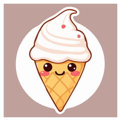 A cute lovely ice-cream cartoon illustration