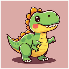 Obraz premium A cute lovely dinosaur cartoon illustration with happy face and funny teeth