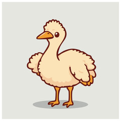 A cute lovely emu cartoon illustration with happy face