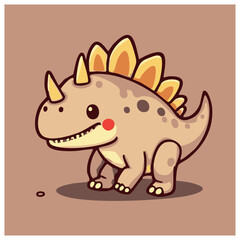 A cute lovely dinosaur cartoon illustration with happy face