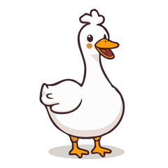 A cute lovely duck cartoon illustration with happy face