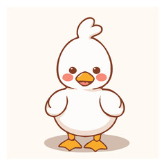 A cute lovely duck cartoon illustration with happy face