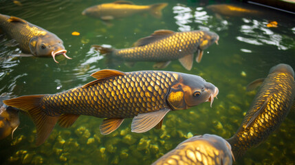 carp in livestock on nature background