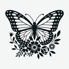 Floral Butterfly  Design Vector Illustration Art