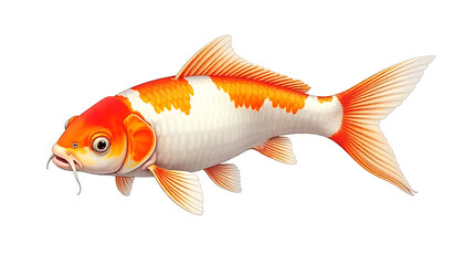 Fototapeta premium Detailed drawing of a vibrant orange and white Koi fish with long barbels