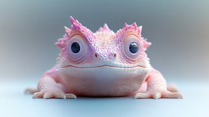 Obraz premium Cute, pink lizard, digital art