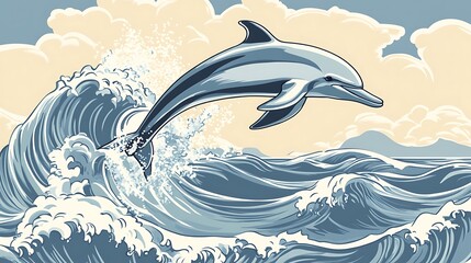 Obraz premium Dolphin leaping ocean waves. (5)