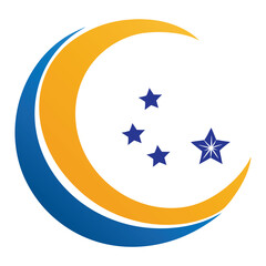 A Crescent Moon and Stars Icon Against White Background