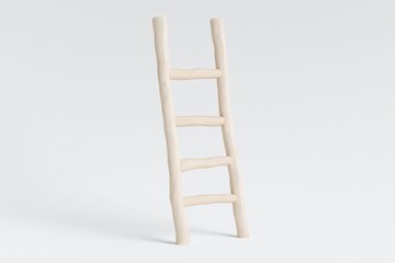 Simple wooden ladder against a plain background