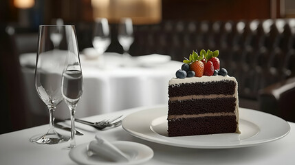 Delicious chocolate cake elegant dessert food photography