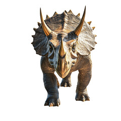 Fototapeta premium Triceratops dinosaur walking forward on transparent background