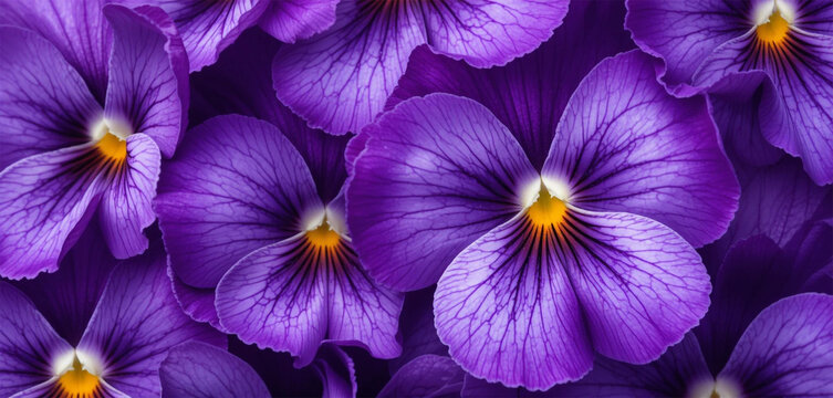 Vibrant Purple Pansies Close Up  Floral Background  Nature Photography  Spring Blooms  Gar