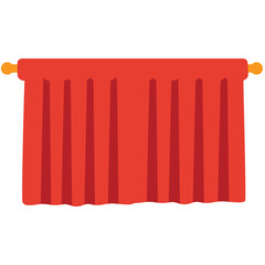 A simple red curtain valance with scalloped edges, mounted on a horizontal. Ideal for stage top decor or theater-themed illustrations.