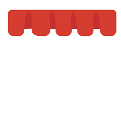 A simple red curtain valance with scalloped edges, mounted on a horizontal. Ideal for stage top decor or theater-themed illustrations.