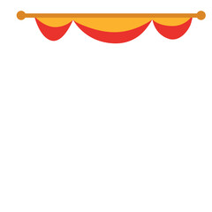 Obraz premium Top valance curtain in yellow with red swag and a flower centerpiece, styled for elegance and fitted on a horizontal rod.