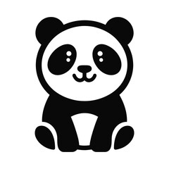 black and white panda icon on a white background