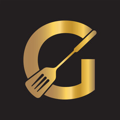Cooking Logo combine with letter G vector template