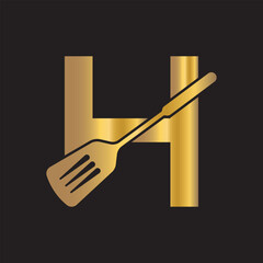 Cooking Logo combine with letter H vector template