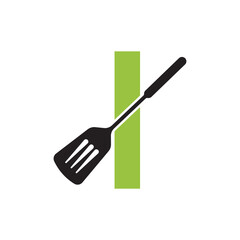 Cooking Logo combine with letter I vector template