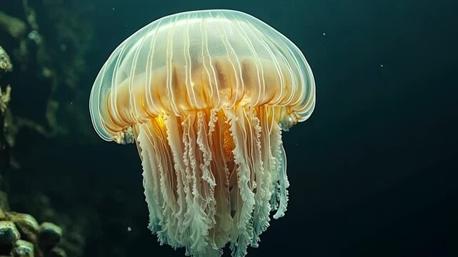 Stunning Lion's Mane Jellyfish Underwater