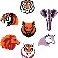 Massive Tiger Head Vector Collection: Diverse Black and White Illustrations