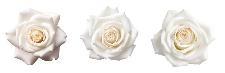 White Roses Isolated on a Transparent PNG Background, White Background, Cut Out