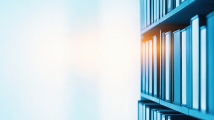 Obraz premium Bookshelves filled with neatly arranged books, soft lighting illuminating the space