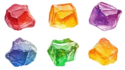 Naklejka premium Colorful, multifaceted gemstone clusters, vibrant spectrum