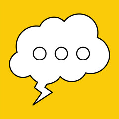 Set of blank white speech bubble in flat design, chatting box, message box icon. Balloon doodle style of thinking sign symbol. Speech bubble isolated on background. Communication, Discussion and Text
