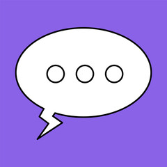 Set of blank white speech bubble in flat design, chatting box, message box icon. Balloon doodle style of thinking sign symbol. Speech bubble isolated on background. Communication, Discussion and Text