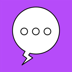 Set of blank white speech bubble in flat design, chatting box, message box icon. Balloon doodle style of thinking sign symbol. Speech bubble isolated on background. Communication, Discussion and Text