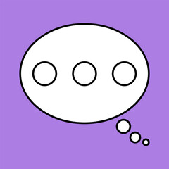 Set of blank white speech bubble in flat design, chatting box, message box icon. Balloon doodle style of thinking sign symbol. Speech bubble isolated on background. Communication, Discussion and Text
