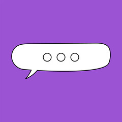 Set of blank white speech bubble in flat design, chatting box, message box icon. Balloon doodle style of thinking sign symbol. Speech bubble isolated on background. Communication, Discussion and Text