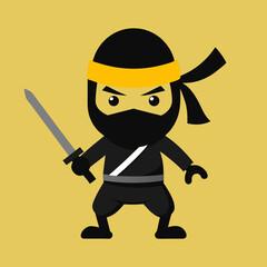 Cute & Comical Warrior Icons Ninja and Samurai Vector Art