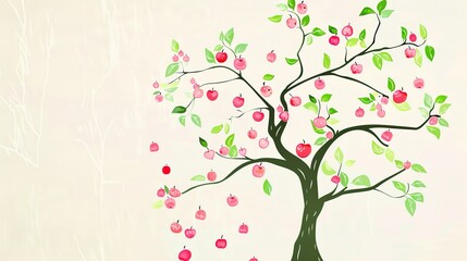 Fototapeta premium Mother's Day Apple Tree Background: Using the Lush Apple Tree as a Backdrop, Writing a Tender Story of Maternal Love Rooted and Growing, and a Tribute to Life