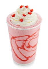 Strawberry Smoothie: Creamy Delight with Whipped Cream Swirl