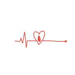 cardiogram with blood drops