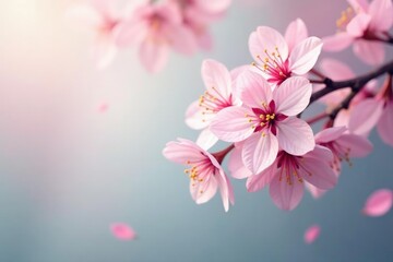 Delicate pink sakura blossoms, soft pastel background , japanese, spring floral pattern
