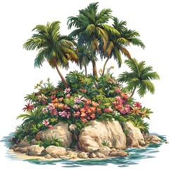 Fototapeta premium Tropical Island Illustration