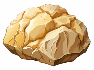 A high-quality vector illustration of a soft limestone rock with light beige color and fine grain, isolated on a white background