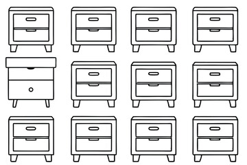 Obraz premium nightstand line art contemporary bedroom furniture design style