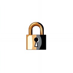 Naklejka premium Illustration of a closed padlock with gold shackle and two toned body on a white background