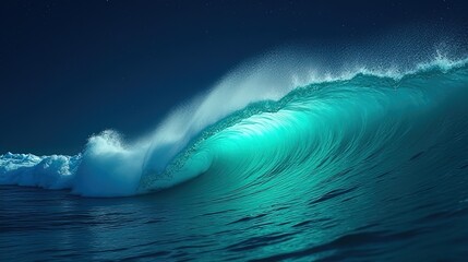 Fototapeta premium Bioilluminescent ocean wave