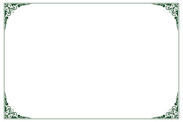 Green rectangle border design concept of floral art isolated on white background - vector illustration