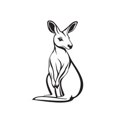 Obraz premium Sitting kangaroo vector illustration, minimalist and clean style, featuring a relaxed pose with a calm expression, suitable for educational designs, children's books, stickers and graphic elements wit